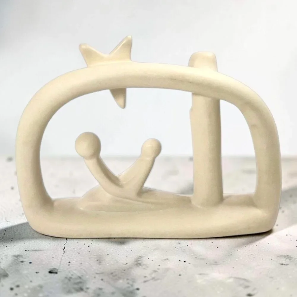 Hand Carved Kenyan Soapstone Nativity Scene Minimalist Modern Holy Family Christ